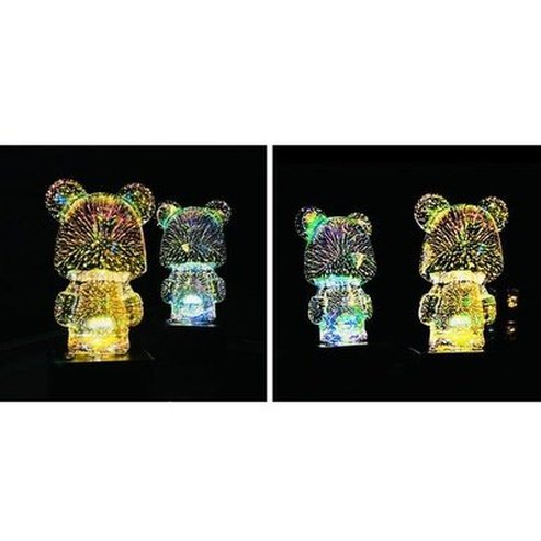Creative 3D Glass Fireworks Little Bear Night Light Nordic Luxury Home Decor Living Room Desk Decorative Atmosphere Light. Decor: Night Lights & Ambient Lighting