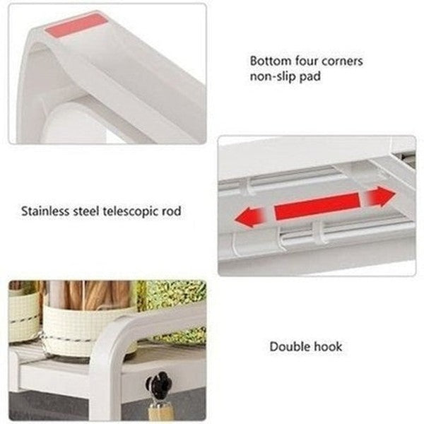 Cookware Storage Rack Over Microwave. Multifunction Desktop Organizer 1/2 Layer Rack for Microwave Condiments Space Saving. Type: Kitchen Utensil Holders & Racks