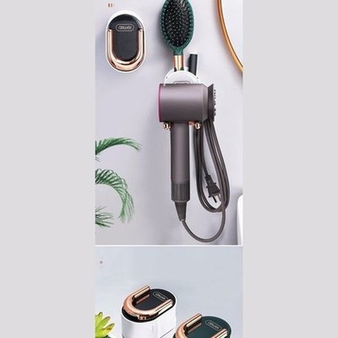 Hair Dryer Rack Wall-Mounted Bathroom Organizer Shelf with Hidden Hook Bathroom Storage Holder. Bathroom Accessories. Type: Bathroom Accessory Mounts.