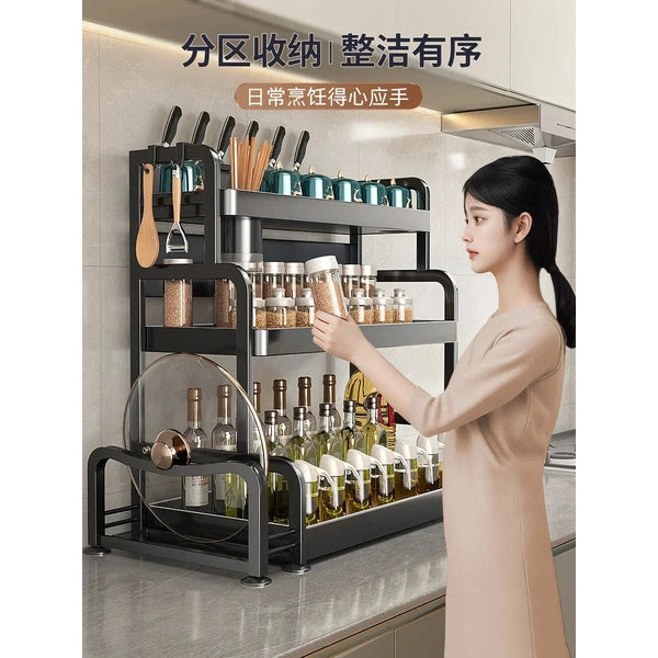 Kitchen Shelf Seasoning Table Multifunctional Household Seasoning Salt Seasoning Jar Storage Box Shelf