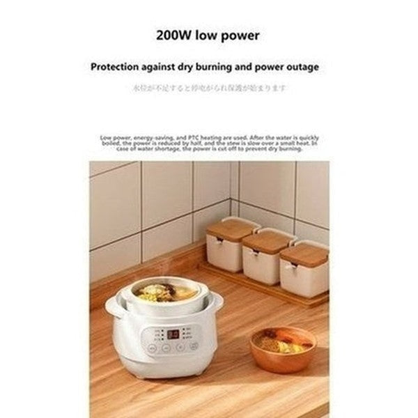 1L Mini Electric Stew Pot Ceramic Healthy Bird's Nest Electric Stew Cup Household Waterproof Multi-function Small Pot. Kitchen Appliances: Food Cookers ans Steamers.