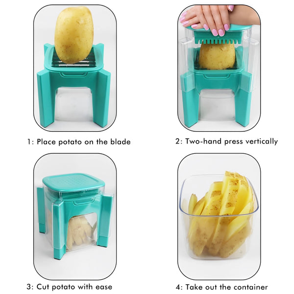 Multifunctional Vegetable Chopper, French Fries Cutter with Push Plate