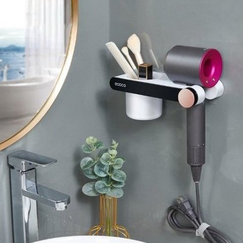 ECOCO Hair Dryer Holder Curling Iron Shelf