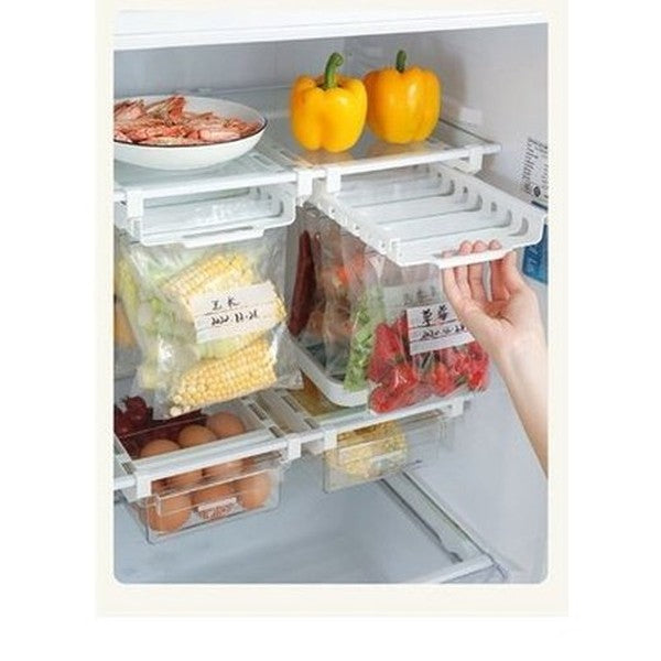 Kitchen Organizer Refrigerator Preservation Ziploc Bag Storage Rack Household Artifact No Drilling Telescopic Hanging Shelf. Food Storage: Food Storage Bags.