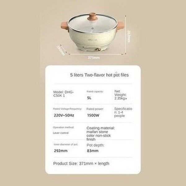 Bear Electric Hot Electric Boiling Pot 5 Liters Capacity Mandarin Duck Adjustable Fire Power Hotpot Cooker Cooking Pot. Cookware. Type: Casserole Dishes.