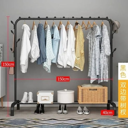 Modern Metal Coat Rack with Shoe Storage | Multifunctional Entryway Organizer for Clothes & Accessories