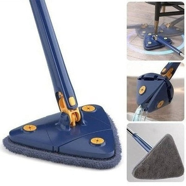 360° Rotary Triangular Shaped Self-Wringing Floor Mop, Upgrade Extendable Cleaning Mop, Reusable Spin Mop, For Floor, Ceiling, Wall, Car Window. Household Cleaning