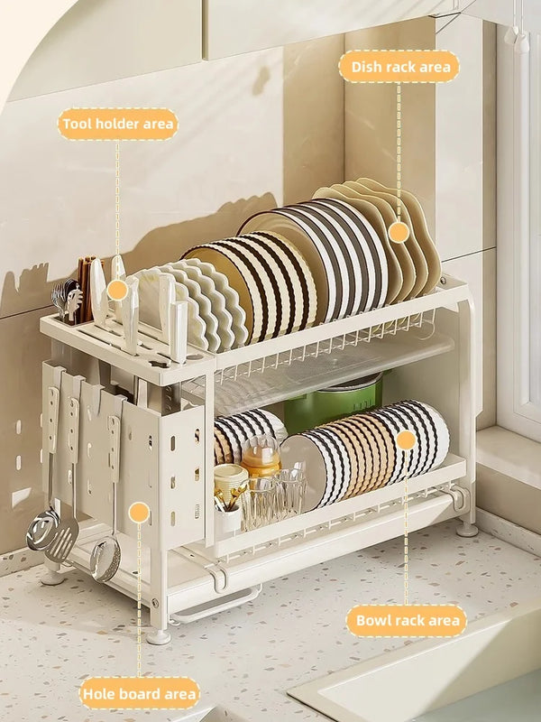 Kitchen Dish Drying Rack Multi-Functional Plates Drainer Storage Organizer Sink