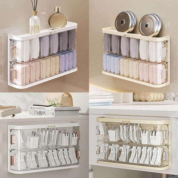 Wall-Mounted Multi-Layer Drawer Organizer Removable Clear Underwear