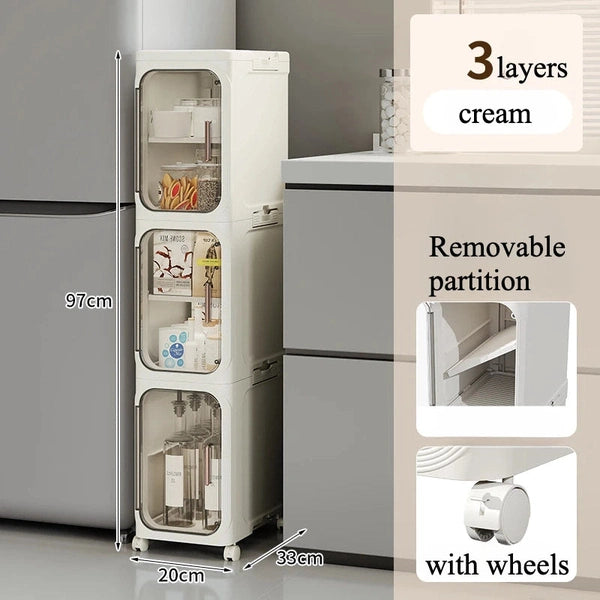 Movable Multilayer PP Rolling Cart Storage Organizer, Storage Rack Cart Shelf