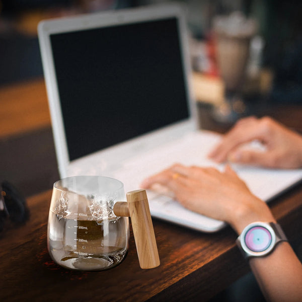 Electric Rotating Mug for Coffee, Tea, Milkshake, and Water Blending