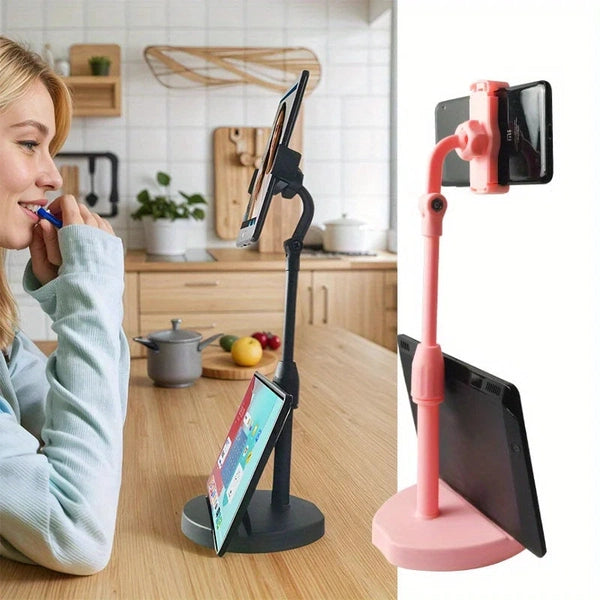 Dual Card Slot Mobile Phone Holder, Desktop Rotating Liftable Photo Multi-function Stand