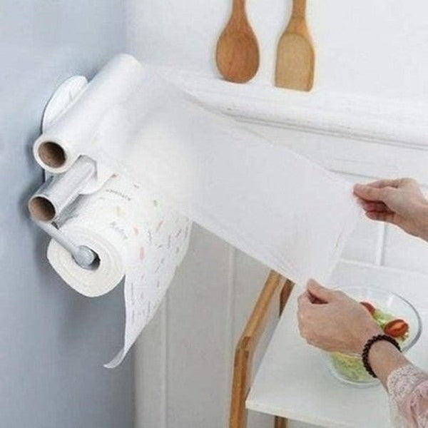 Wall Hanging Kitchen Roll Holder Transparent Film Rack