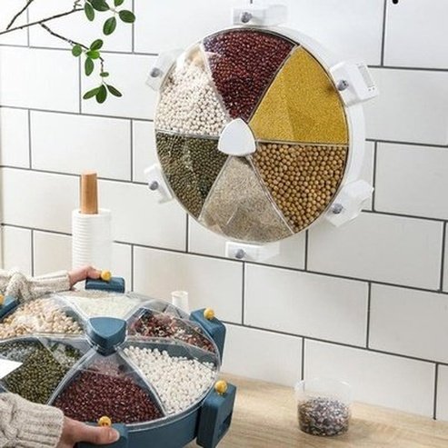 Windmill Cereal Storage Container. Creative Metal Safe Wall-Mounted Dry Food Cereal Dispenser Indoor Dry Food Storage Box