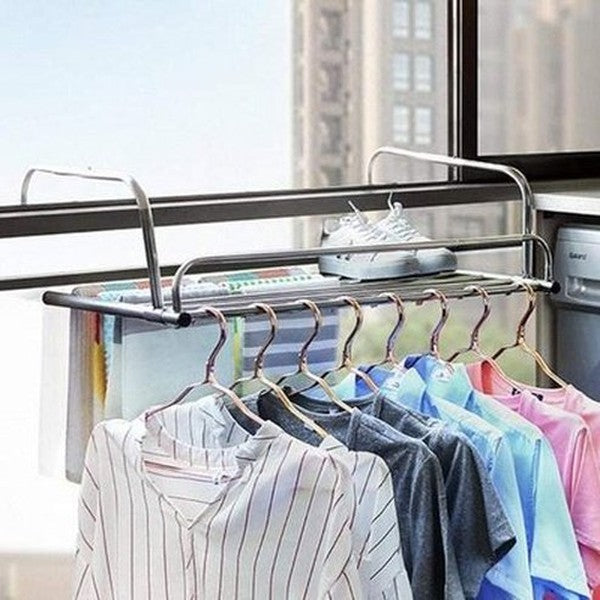 Balcony Pole Drying Rack Organizer Shoes Hanger