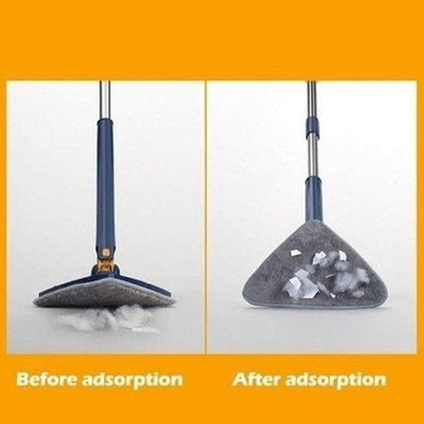 360° Rotary Triangular Shaped Self-Wringing Floor Mop, Upgrade Extendable Cleaning Mop, Reusable Spin Mop, For Floor, Ceiling, Wall, Car Window. Household Cleaning