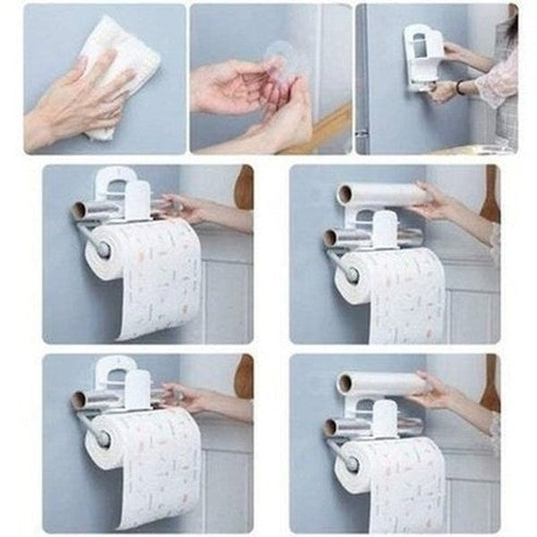 Wall Hanging Kitchen Roll Holder Transparent Film Rack