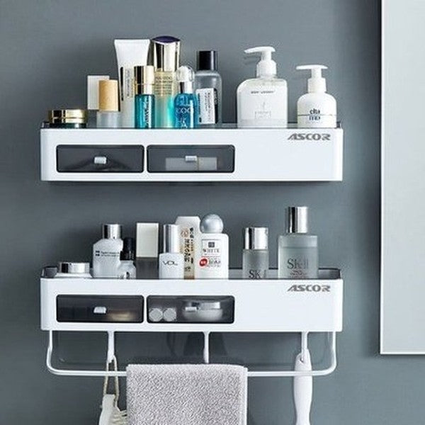 Bathroom Shelf Punch-Free Bathroom Shelf Wall Mounted Storage Rack Towel Wall Mounted Bathroom Shelves Cosmetic Storage. Bathroom Accessory Mounts.