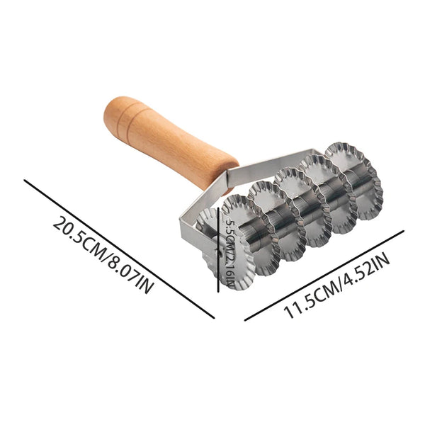 Wooden Handle Stainless Steel Mesh Knife, Pizza Cake Lace Interface Knife