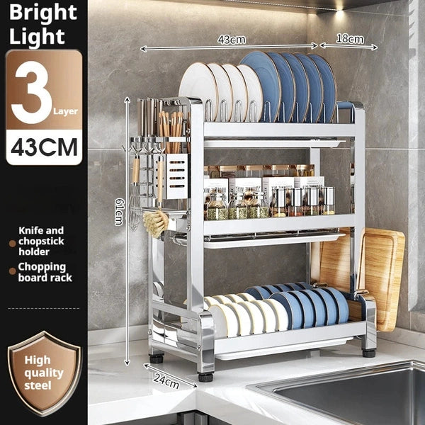 3-Tier Kitchen Dish Drying Rack with Utensil Holder