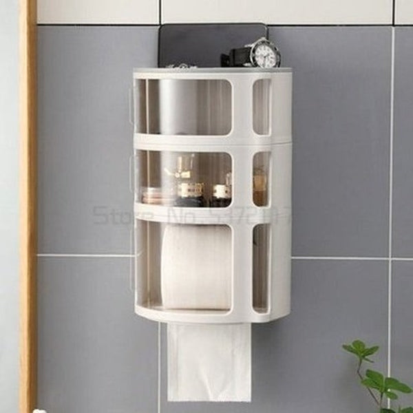 Modern Simple Multifunctional Shelf Creative Sliding Door Tissue Box Wall Mounted Plastic Shelf Stackable