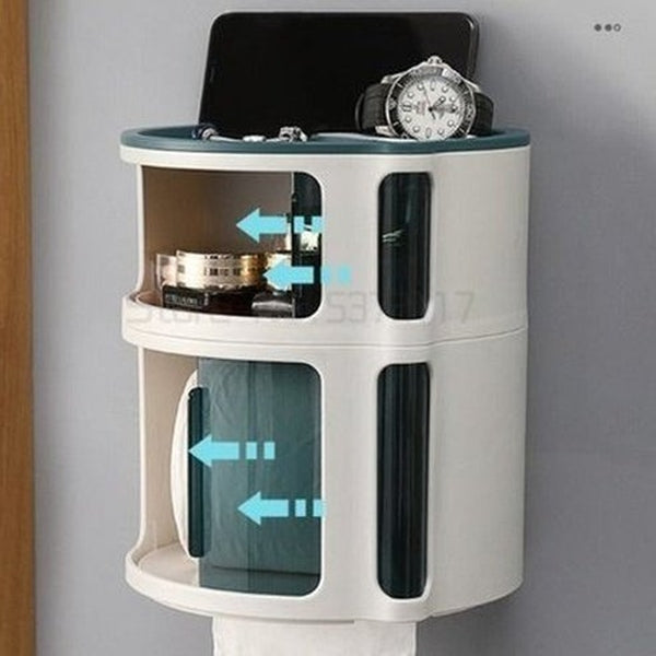 Modern Simple Multifunctional Shelf Creative Sliding Door Tissue Box Wall Mounted Plastic Shelf Stackable