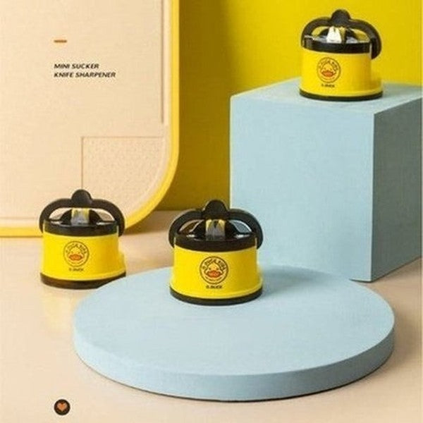Sturdy Mini cartoon yellow duck knife sharpener with suction cup. Portable Tungsten Kitchen Knife Sharpener. Kitchen Appliances. Type: Knife Sharpeners.