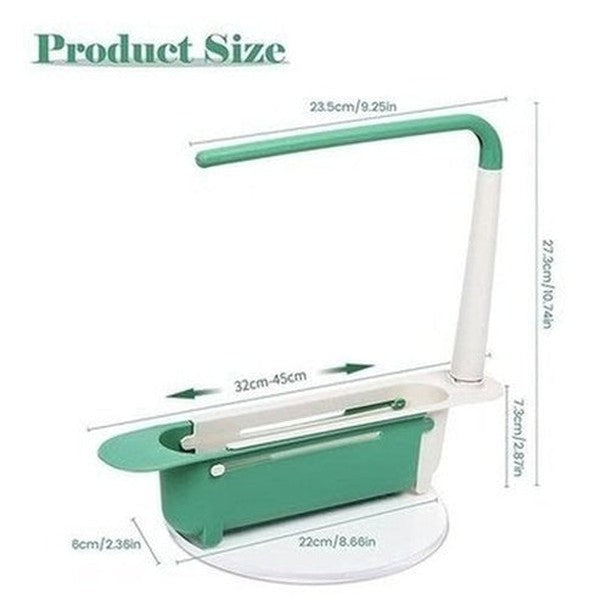 Large Capacity Adjustable Telescopic Kitchen Storage Sponge Rack with Drainage Holes, Organizer Cleaning Utensils Like Dish Soap, Scouring Pad, Cutlery.