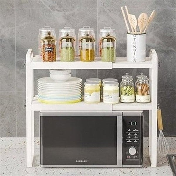 Cookware Storage Rack Over Microwave. Multifunction Desktop Organizer 1/2 Layer Rack for Microwave Condiments Space Saving. Type: Kitchen Utensil Holders & Racks