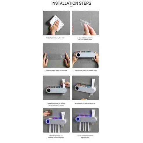 ECOCO Solar Ultraviolet Toothbrush Holder Automatic Toothpaste Squeezer Dispenser Toothbrush Disinfector. Bathroom Accessories. Type: Toothbrush Holders.