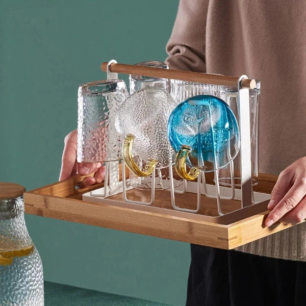 Bottle Cup Hanging Drying Rack Water Organizer Drinking Glass Containers with Ends Hooks