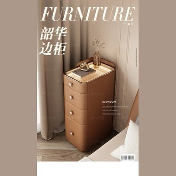 Light luxury smart bedside table lamp integrated modern simple storage high sense high glass bedside table with lamp. Furniture. Tables. Nightstands.