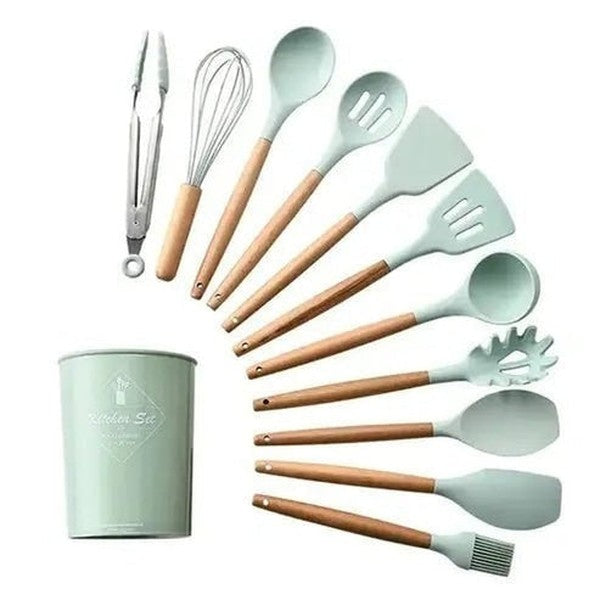 Silicone Wood Turner Soup Spoon