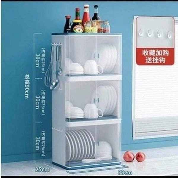 Plastic Drain Dish Storage Shelves with Transparent Lid