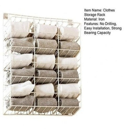 Iron Wall-Mounted Underwear and Socks Rack with Stickers, offering a High-capacity, Punch-Free Hanging. Storage and Organization. Type: Storage Hooks & Racks.