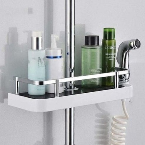 shower accessories storage pole rack. bathroom pole shelf shower bath storage shelf hollow tray holder organizer. bathroom accessories: bathroom accessory mounts.