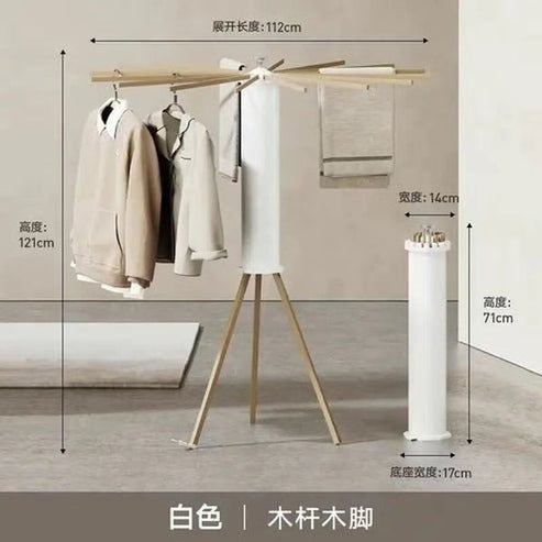 Standing Clothes Hanger | Foldable Wooden Drying Rack for Laundry