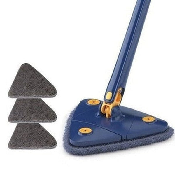 360° Rotary Triangular Shaped Self-Wringing Floor Mop, Upgrade Extendable Cleaning Mop, Reusable Spin Mop, For Floor, Ceiling, Wall, Car Window. Household Cleaning