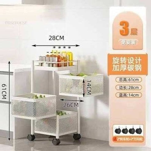 Multipurpose Rotating Kitchen Trolley with Wheels