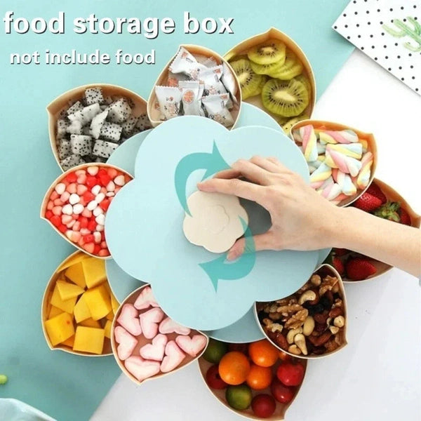 2-layer Petal-shaped Rotating Snack Box, Candy Tray Food Storage Box
