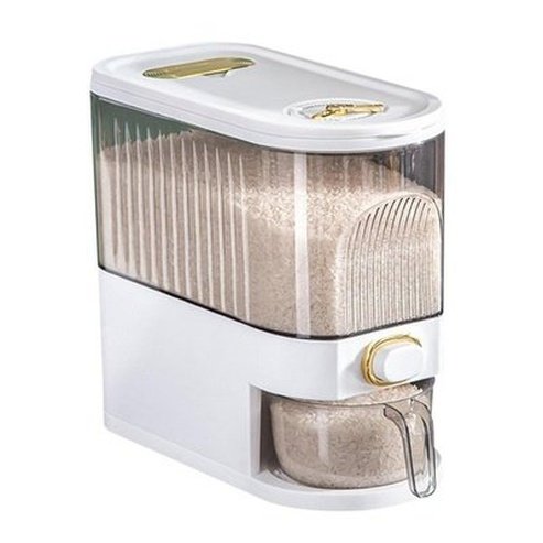 cereal storage bucket with dispenser cup, rice dispenser, cereal dispenser with measuring cup, airtight rice box dispenser with time indicator: food storage containers.