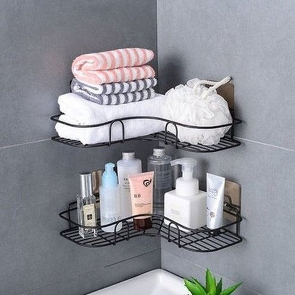 Wall-Mounted Metal Corner Bathroom Storage Rack