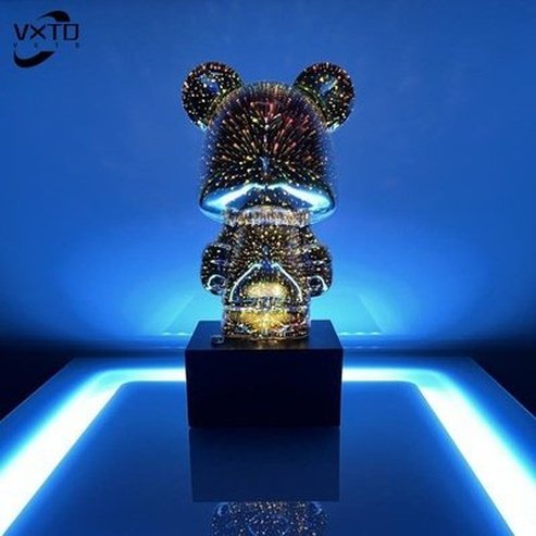 Creative 3D Glass Fireworks Little Bear Night Light Nordic Luxury Home Decor Living Room Desk Decorative Atmosphere Light. Decor: Night Lights & Ambient Lighting