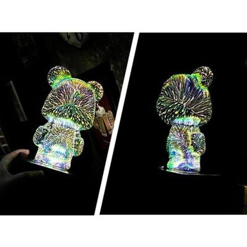 Creative 3D Glass Fireworks Little Bear Night Light Nordic Luxury Home Decor Living Room Desk Decorative Atmosphere Light. Decor: Night Lights & Ambient Lighting