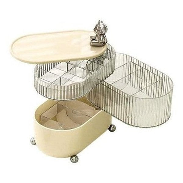Layered Rotating Cosmetic Storage Box with Lid