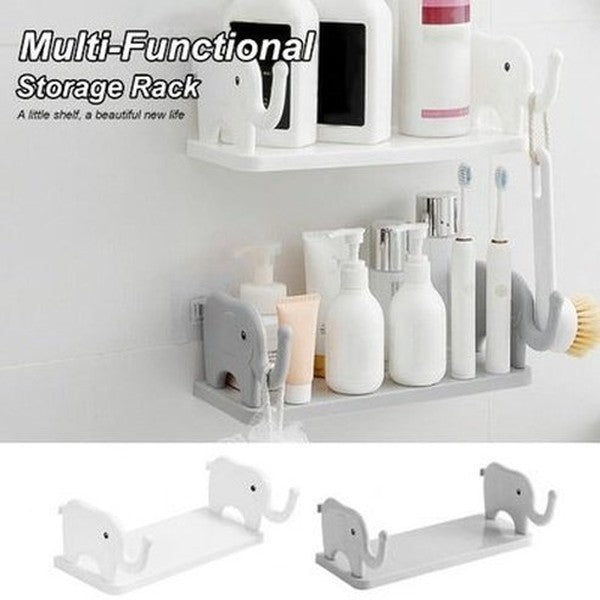 Cartoon Elephant Wall Mount Shelf Strong Load Bearing Wall Mounted Small Elephant Multifunctional Wall Hanging Spice Organizer. Bathroom Accessory Mounts