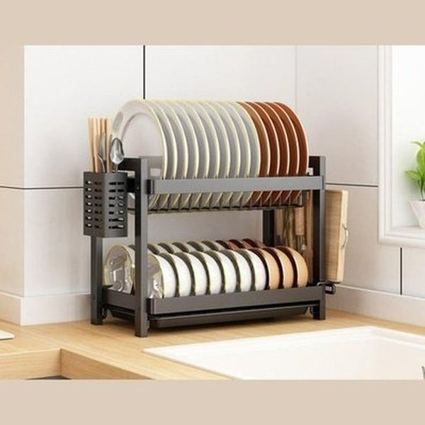 Multi-functional Pantry Kitchen Counter Shelf Organizer Dish Drainer Tableware Drainboard Bowl Plate Drying Rack Spice Storage. Type: Dish Racks & Drain Boards