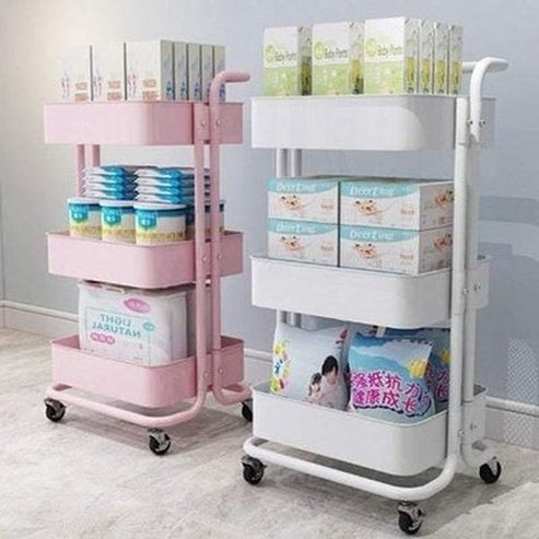 Bathroom Caddy with Standing Storage on Wheels