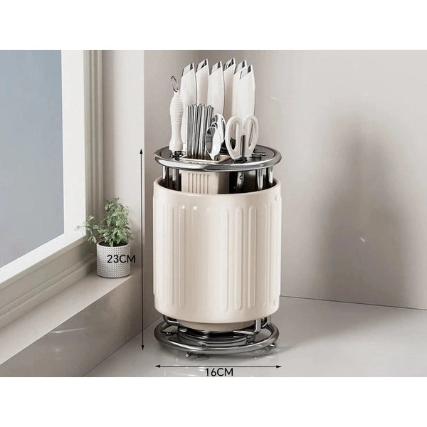 Rotating Knife Holder, Shelf, Kitchen Countertop Chopstick Cage, Knife Holder