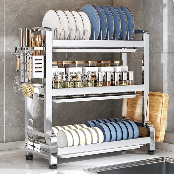 3-Tier Kitchen Dish Drying Rack with Utensil Holder